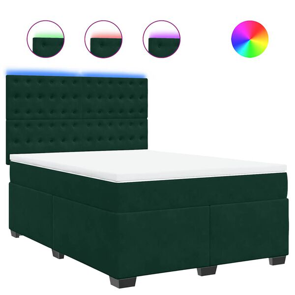vidaXL Cama box spring con colch&oacute;n terciopelo verde oscuro 140x200 cm