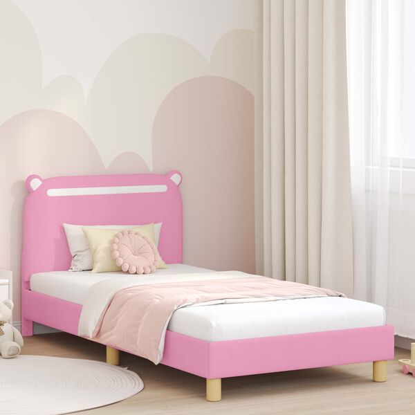 vidaXL Cama para ni&ntilde;os con cabecero con cabecera Rosa 90 x 200 cm tela
