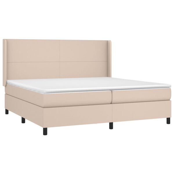 vidaXL Cama box spring colch&oacute;n LED cuero sint&eacute;tico capuchino 200x200cm