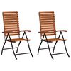 vidaXL 2 sillas plegables reclinables de madera maciza de acacia