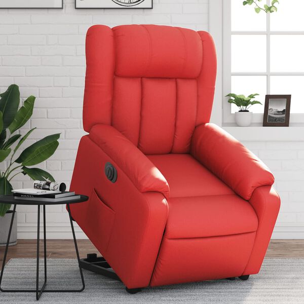 vidaXL Sill&oacute;n elevable el&eacute;ctrico cuero artificial rojo