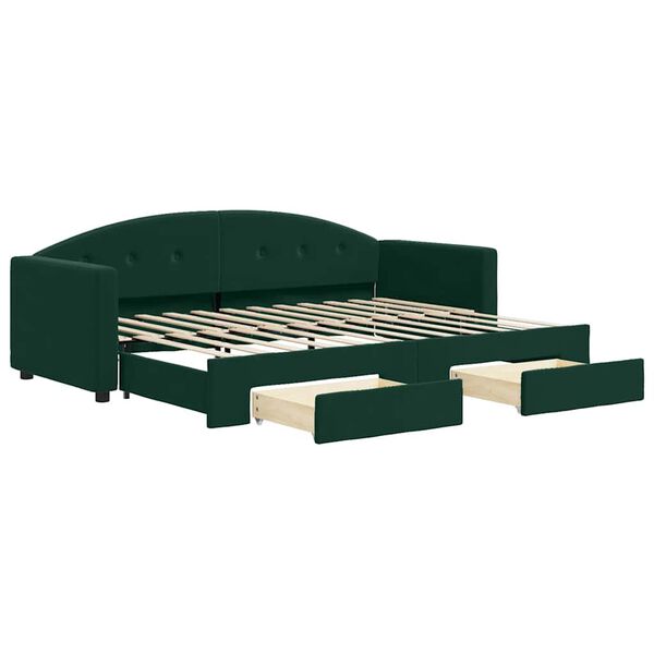 vidaXL Sof&aacute; cama nido con cajones terciopelo verde oscuro 80x200 cm