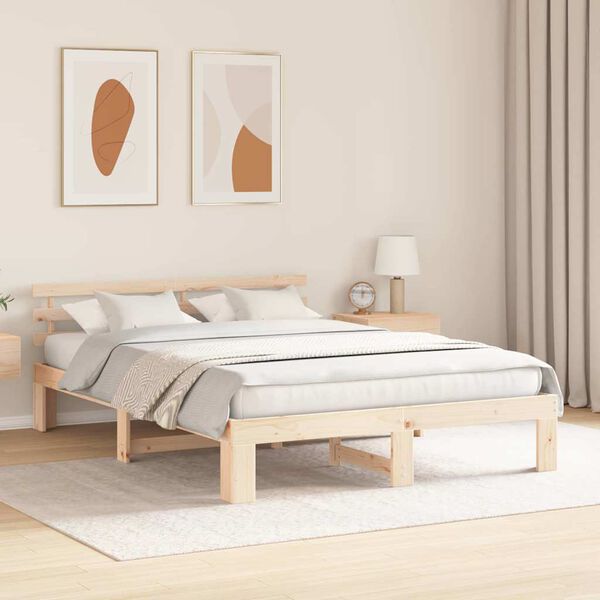 vidaXL Estructura de cama Natural 150 x 200 cm Madera de pino macizo