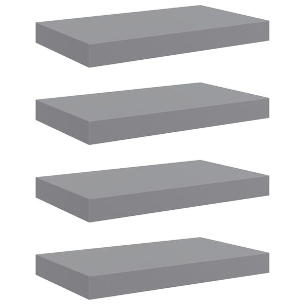 vidaXL Estantes flotantes de pared 4 uds gris MDF 40x23x3,8 cm