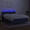 vidaXL Cama box spring con colch&oacute;n y LED tela azul 140x200 cm