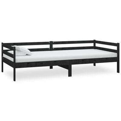 vidaXL Sofá cama de madera maciza de pino negro 90x200 cm