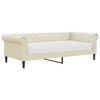 vidaXL Sof&aacute; cama con colch&oacute;n cuero sint&eacute;tico crema 90x200 cm