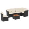 vidaXL Set de comedor de jard&iacute;n 7 pzas y cojines rat&aacute;n sint&eacute;tico negro