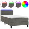 vidaXL Cama box spring colch&oacute;n y LED terciopelo gris oscuro 80x200 cm
