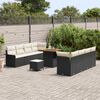 vidaXL Conjunto de sof&aacute; de jard&iacute;n con coj&iacute;n 11 pcs Negro y crema