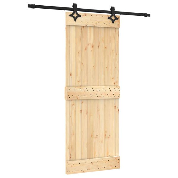 vidaXL Puerta corredera con herrajes madera maciza de pino 80x210 cm