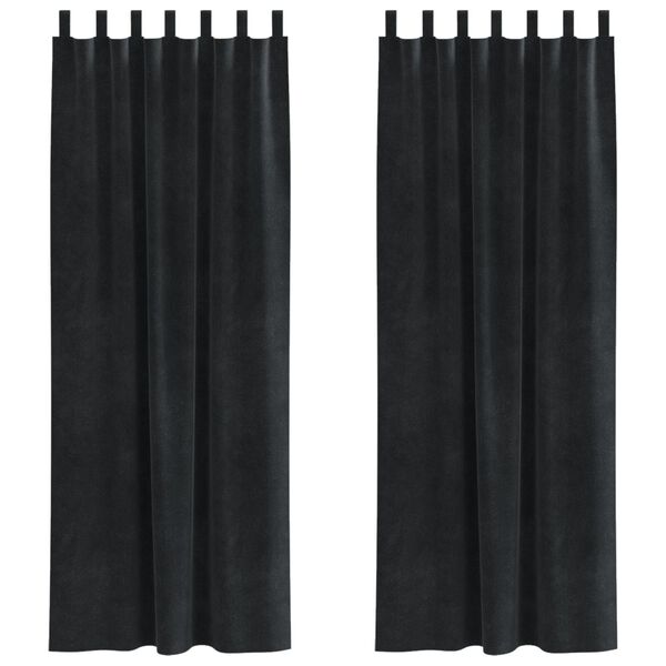vidaXL Cortinas opacas 2 pcs Negro 140 x 260 cm Terciopelo