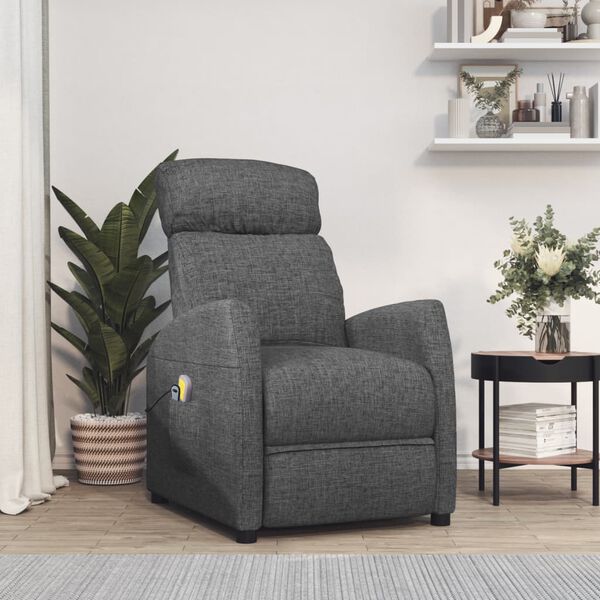 vidaXL Sill&oacute;n de masaje elevable tela gris oscuro