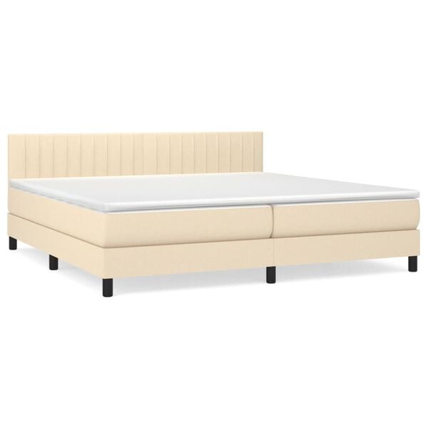 vidaXL Cama box spring con colch&oacute;n tela color crema 200x200 cm