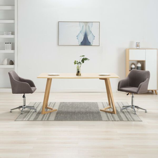 vidaXL Sillas de comedor giratorias 2 unidades tela gris taup&eacute;