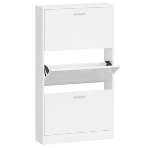 vidaXL Zapatero madera contrachapada blanco brillo 59x17x108 cm