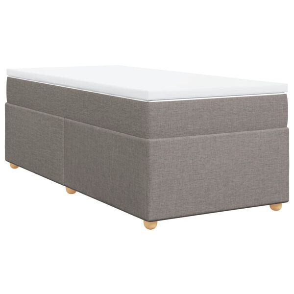 vidaXL Cama box spring con colchón tela gris taupe 90x200 cm
