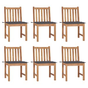 vidaXL Sillas de jard&iacute;n 6 unidades con cojines madera maciza de teca