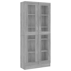 vidaXL Vitrina de madera contrachapada gris sonoma 82,5x30,5x185 cm