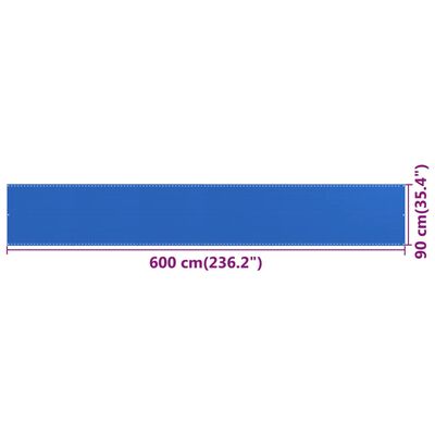 vidaXL Toldo para balcón HDPE azul 90x600 cm