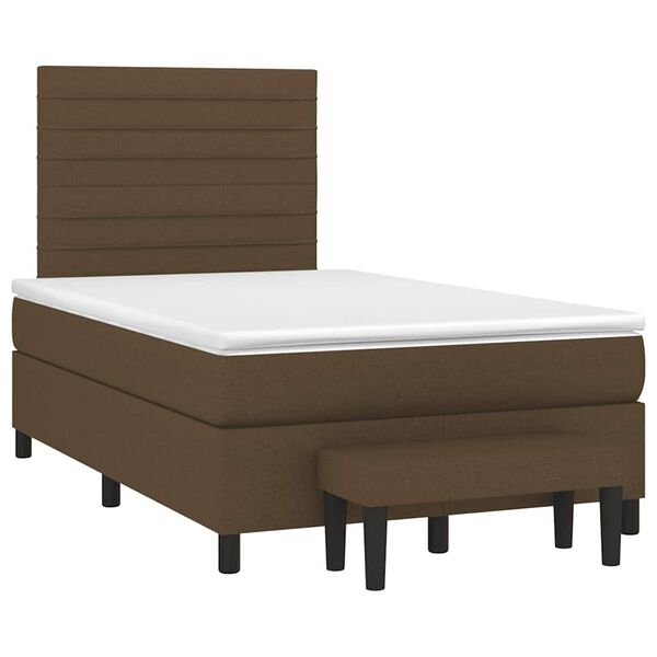 vidaXL Cama box spring con colch&oacute;n tela marr&oacute;n oscuro 120x190 cm