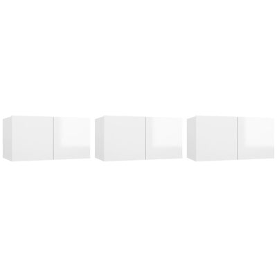 vidaXL Muebles de salón colgantes 3 unidades blanco brillo 60x30x30 cm