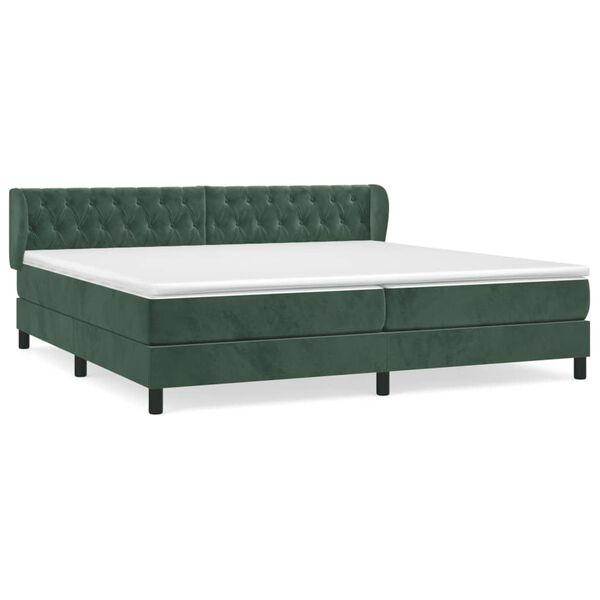 vidaXL Cama box spring con colch&oacute;n terciopelo verde oscuro 200x200 cm