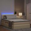 vidaXL Cama con almacenamiento y LED con LED Crema 120 x 200 cm tela
