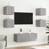 vidaXL Muebles TV pared con LED 6 pzas madera ingenier&iacute;a gris Sonoma