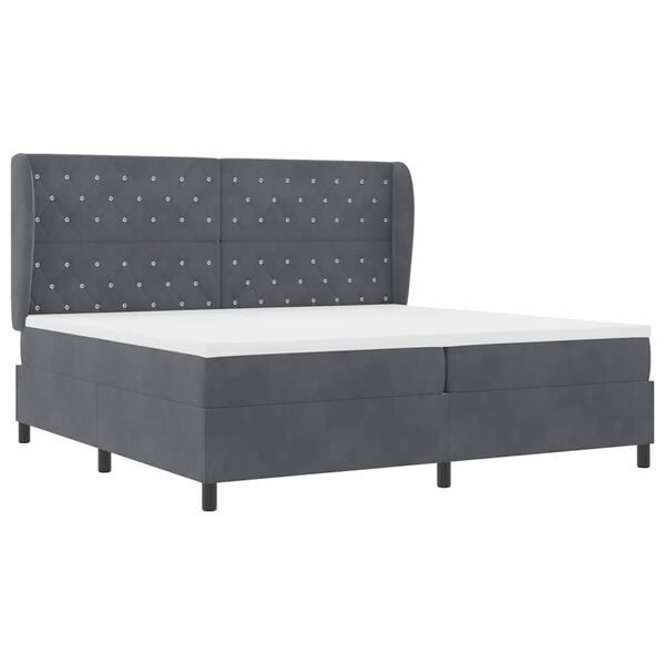 vidaXL Cama tipo Box Spring Gris oscuro 200 x 200 cm Poli&eacute;ster