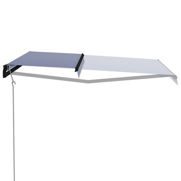 vidaXL Toldo retr&aacute;ctil sensor de viento y LED azul y blanco 500x300 cm
