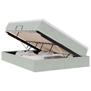 vidaXL Cama con almacenamiento y colch&oacute;n Gris Claro 140 x 190 cm