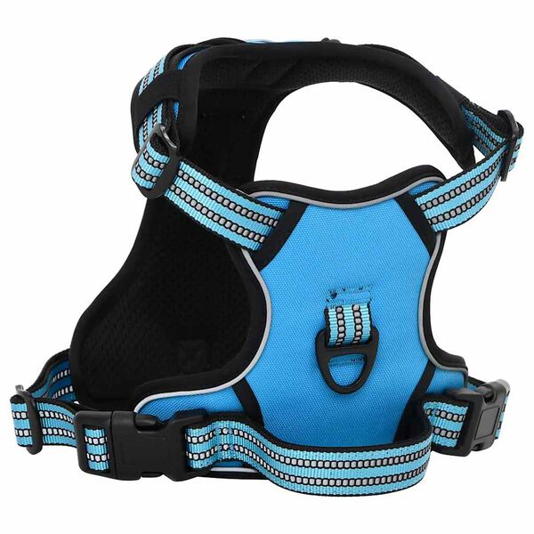 vidaXL Arn&eacute;s para perros con correa y collar ajustable azul L