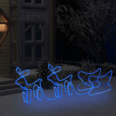 vidaXL Decoración navideña para jardín renos y trineo 576 LEDs