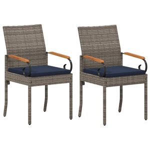 vidaXL Sillas de jard&iacute;n 2 uds. Gris y azul marino Polirat&aacute;n y Acacia