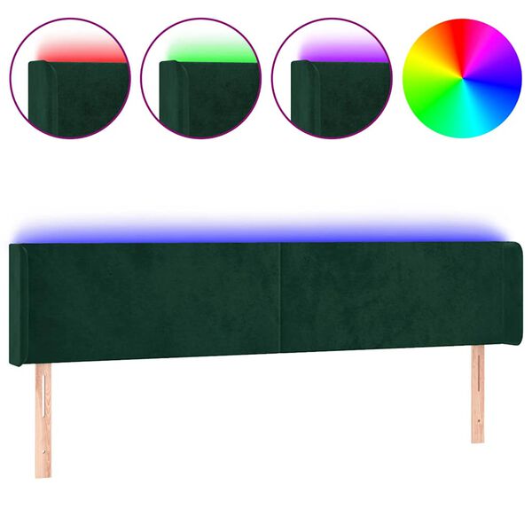 vidaXL Cabecero con LED de terciopelo verde oscuro 183x16x78/88 cm