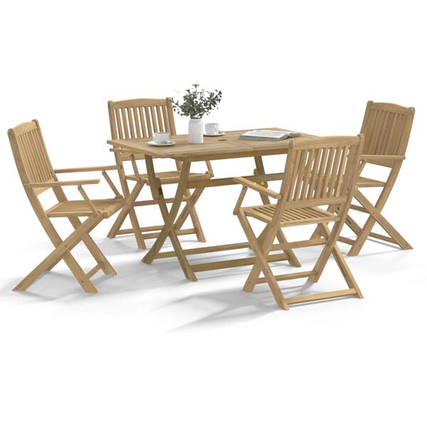 vidaXL Juego de comedor de jard&iacute;n 5 piezas madera maciza de acacia