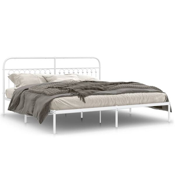 vidaXL Estructura cama sin colch&oacute;n con cabecero metal blanco 193x203cm