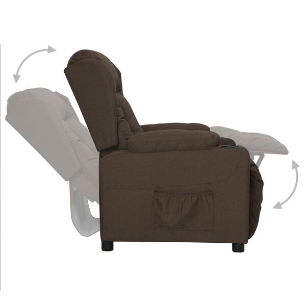 vidaXL Sill&oacute;n reclinable de tela marr&oacute;n oscuro