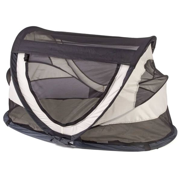 DERYAN Cuna de viaje desplegable PeuterBox con mosquitera color crema