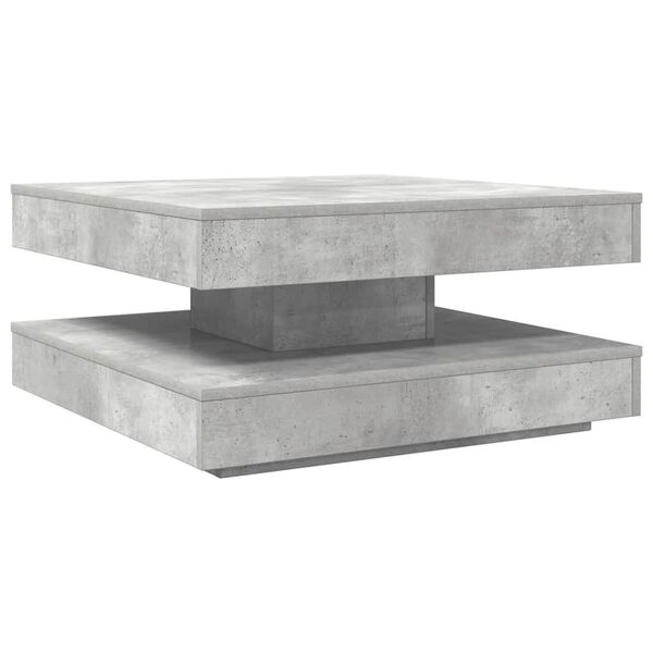 vidaXL Mesa de centro giratoria 360 grados gris hormig&oacute;n 70x70x34,5 cm