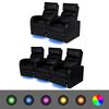 vidaXL Sillones de 2 y 3 plazas con LED cuero sint&eacute;tico negro