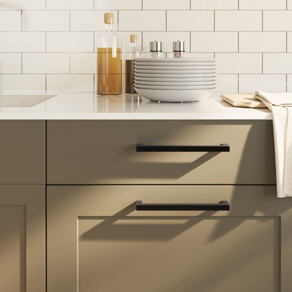 vidaXL Tiradores para armarios 20 uds acero inoxidable negro 192 mm