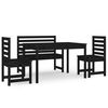 vidaXL Juego de comedor de jard&iacute;n 4 piezas madera maciza pino negro