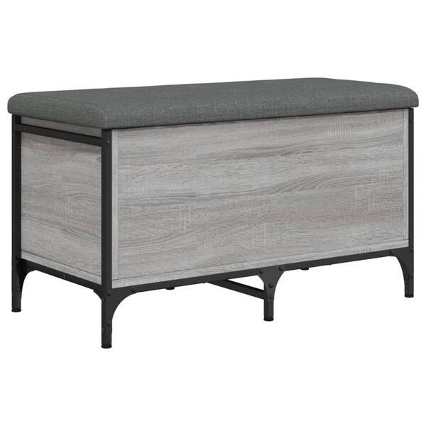 vidaXL Banco con almacenaje madera ingeniería gris Sonoma 82x42x45 cm