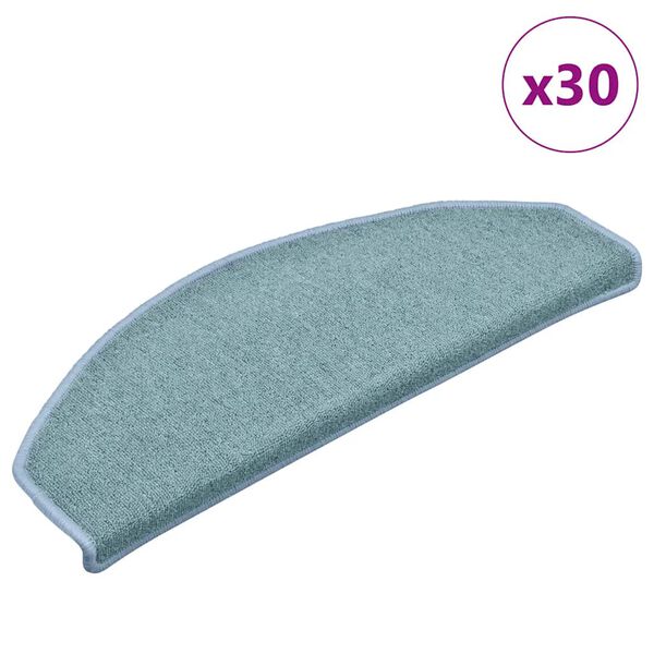vidaXL Felpudos para escaleras 30 unidades 65x24x4 cm Azul Mar Semicircular Grande