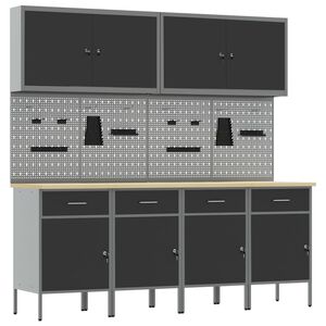 vidaXL Armario de trabajo con caj&oacute;n 10 uds. Negro y Gris