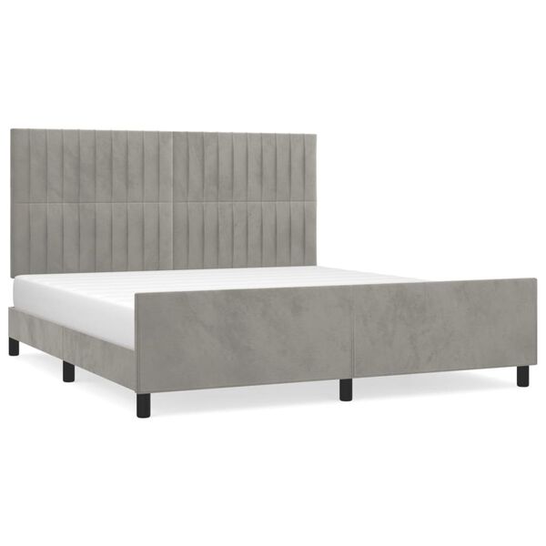 vidaXL Estructura de cama sin colch&oacute;n terciopelo gris claro 160x200 cm