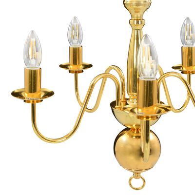 vidaXL Lámpara de araña dorada con 5 bombillas E14
