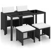 vidaXL Set comedor de jard&iacute;n 5 piezas y cojines rat&aacute;n sint&eacute;tico negro